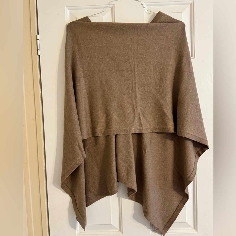 Cashmere Cotton Blend Poncho Shawl